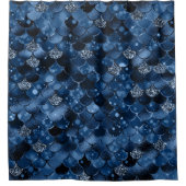 ダークブルーの人魚はかりで測 シャワーカーテン (正面)