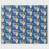 ダークブルーの写真パターパーソナライズされたン ラッピングペーパー (フラット)