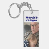 ダークブルーの写真文字 キーホルダー (正面左)