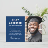 ダークブルーの卒業写真 案内状 (スタンド正面)