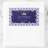 ダークブルーの商品パッケージラベル クールローズフレーム 長方形シール (バッグ)