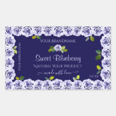 ダークブルーの商品パッケージラベル クールローズフレーム 長方形シール (正面)