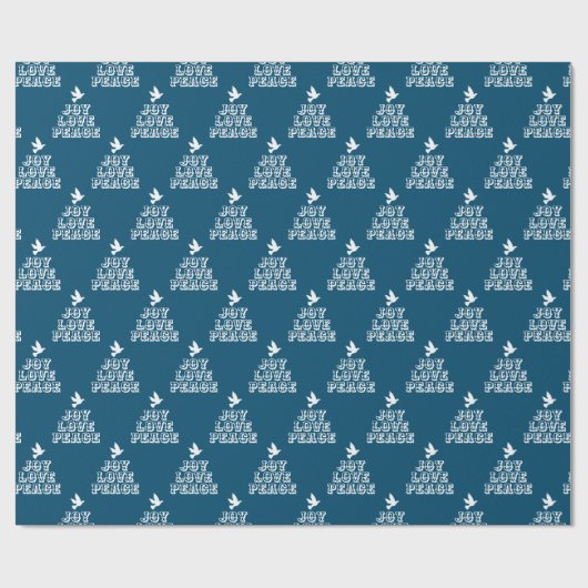 ダークブルーの喜び愛の白い鳩クリスマス ラッピングペーパー (フラット)