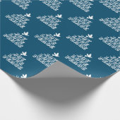 ダークブルーの喜び愛の白い鳩クリスマス ラッピングペーパー (角)