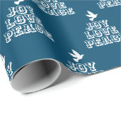 ダークブルーの喜び愛の白い鳩クリスマス ラッピングペーパー (ロールコーナー)