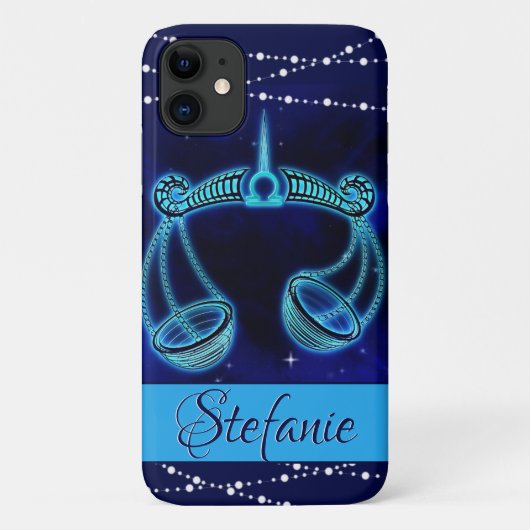 ダークブルーの天秤座ケースメイトiPhoneケース Case-Mate iPhoneケース (裏面)