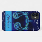 ダークブルーの天秤座ケースメイトiPhoneケース Case-Mate iPhoneケース (裏面(横))