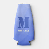 ダークブルーの幾何学的メッシュパターンモノグラム ボトルクーラー (正面)