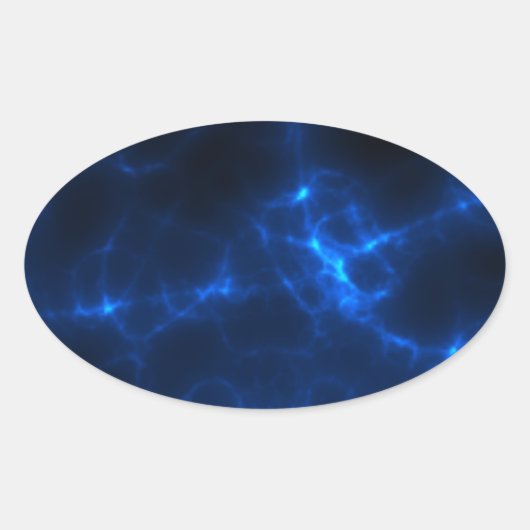 ダークブルーの感電 楕円形シール (正面)