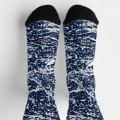 ダークブルーの抽象芸術パターン ソックス (上部)