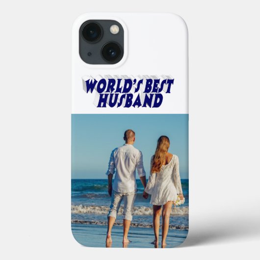 ダークブルーの文字で夫の写真を表示 Case-Mate iPhoneケース (裏面)