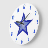 ダークブルーの星「ナンバーズ」の時計が白 ラージ壁時計 (傾斜)