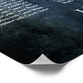 ダークブルーの木材とライト披露宴シーティングチャート ポスター (角)