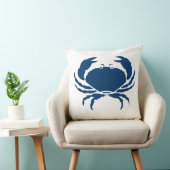 ダークブルーの枕にカニ白 クッション (椅子)