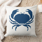 ダークブルーの枕にカニ白 クッション (ブランケット)