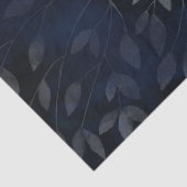 ダークブルーの植物の葉がモダンでおしゃれな結婚式 薄葉紙 (詳細)