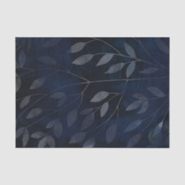 ダークブルーの植物の葉のモダンでおしゃれな結婚式 薄葉紙