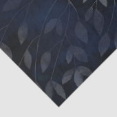 ダークブルーの植物の葉のモダンでおしゃれな結婚式 薄葉紙 (詳細)