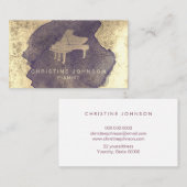 ダークブルーの水の色のスプラッシュピアノロゴ 名刺 (正面/裏面)