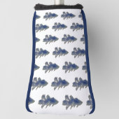 ダークブルーの水彩林の松の木 ゴルフヘッドカバー (回転90)