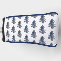 ダークブルーの水彩林の松の木