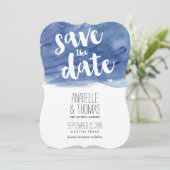 ダークブルーの水彩画ウェディング・セーブ・ザ・デート 招待状 (スタンド正面)