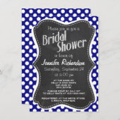 ダークブルーの水玉模様; ヴィンテージ黒板 招待状 (正面/裏面)