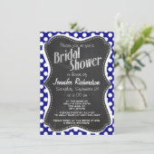 ダークブルーの水玉模様; ヴィンテージ黒板 招待状 (スタンド正面)