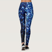 ダークブルーの深みのある輝くフェイクラメスパークル レギンス (裏面)