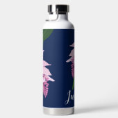 ダークブルーの熱帯メディニラピンクの花 ウォーターボトル (右面)