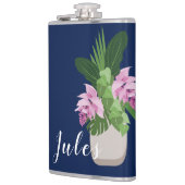 ダークブルーの熱帯メディニラピンク花瓶 フラスク (左)