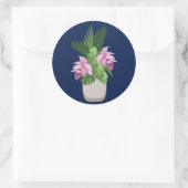 ダークブルーの熱帯メディニラピンク花瓶 ラウンドシール (バッグ)