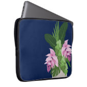 ダークブルーの熱帯メディニラピンク花瓶 ラップトップスリーブ (正面右)