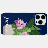 ダークブルーの熱帯メディニラピンク花瓶 Case-Mate iPhoneケース (裏面 (横))