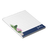 ダークブルーの熱帯性メディニラ花瓶(裏地) ノートパッド (アングル)