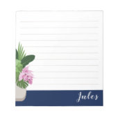 ダークブルーの熱帯性メディニラ花瓶(裏地) ノートパッド (正面)