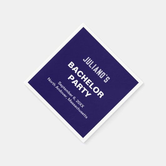 ダークブルーの独身パーティー用紙ナプキン スタンダードカクテルナプキン (角)