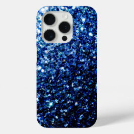 ダークブルーの疑似ラメスパークル iPhone 15 PROケース