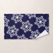 ダークブルーの白いスノーフレーク バスタオルセット (ハンドタオル)