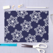 ダークブルーの白いスノーフレーク 薄葉紙 (クラフト)