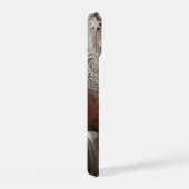 ダークブルーの白い冬のシーンパームツリースノーフレーク iPhone 15ケース (右側面)