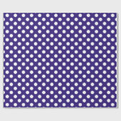 ダークブルーの白い水玉模様 ラッピングペーパー (フラット)