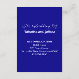 ダークブルーの結婚式宿泊案内ポトレートカード エンクロージャーカード