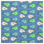 ダークブルーの背景に熱帯魚の模様 ファブリック (見本)