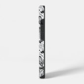 ダークブルーの背景の落書き虫 iPhoneケース (左側面)