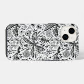 ダークブルーの背景の落書き虫 iPhoneケース (裏面横)