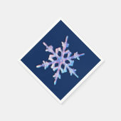 ダークブルーの虹色のスノーフレーク スタンダードカクテルナプキン (角)