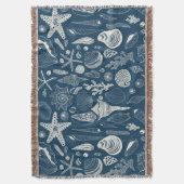 ダークブルーの貝殻 スローブランケット (正面縦)