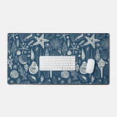 ダークブルーの貝殻 デスクマット (キーボード&マウス)