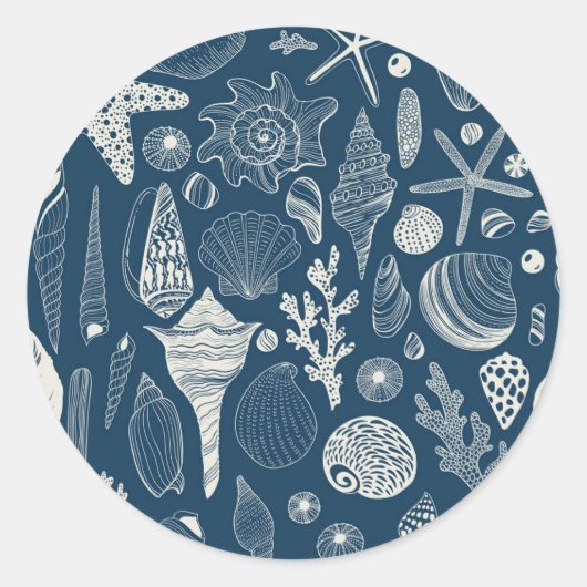 ダークブルーの貝殻 ラウンドシール (正面)